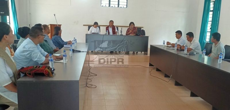 Advisor Dr Kekhrielhoulie Yhome addressing the programme held with district administration and education officials at DC conference hall Niuland on August 9. (DIPR Photo)